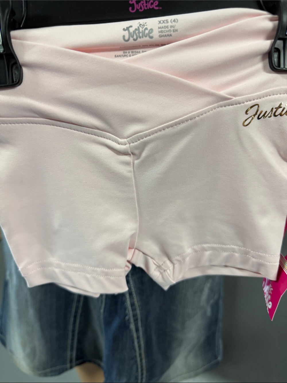 Justice Light Pink Bike Shorts with Fold-Over Waistband